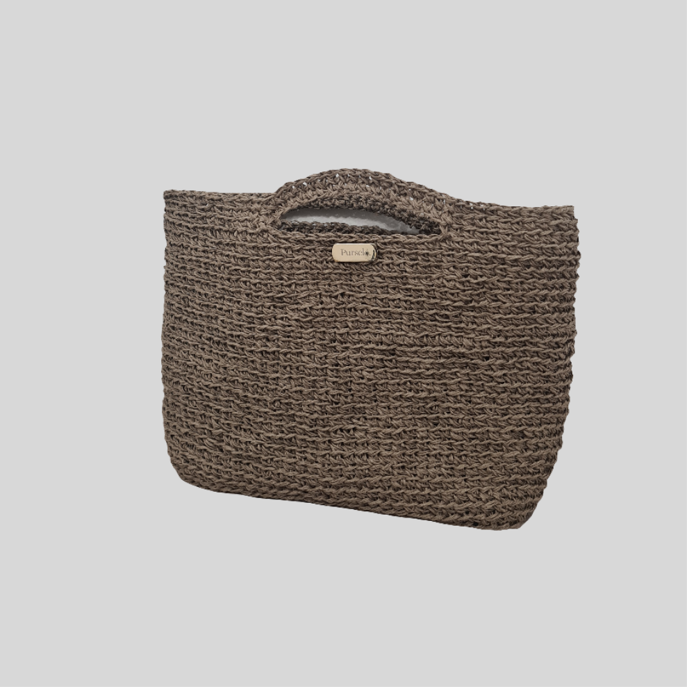 Bolso de rafia tejido a crochet, totebag