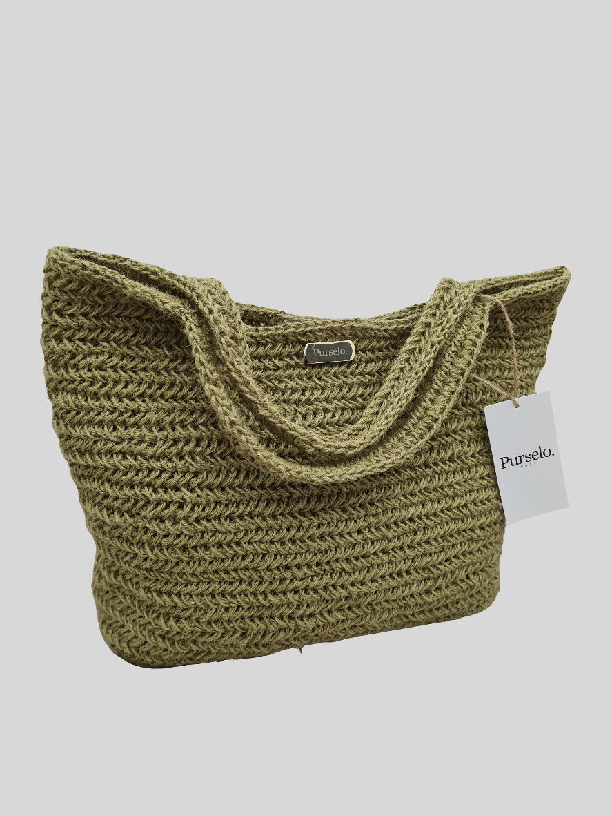 Bolso de yute tejido a crochet,totebag