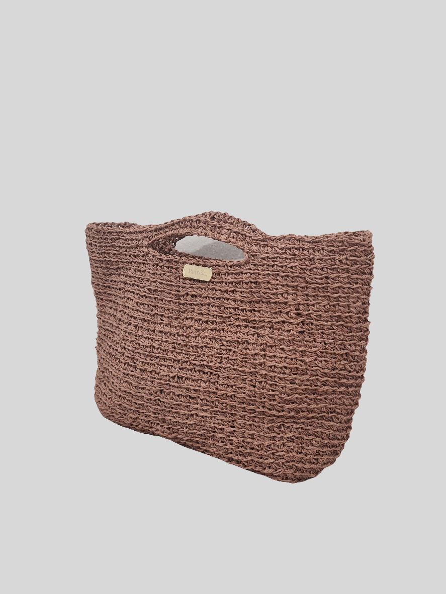 Bolso de rafia tejido a crochet, totebag