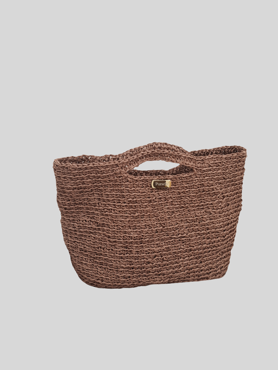 Bolso de rafia tejido a crochet, totebag