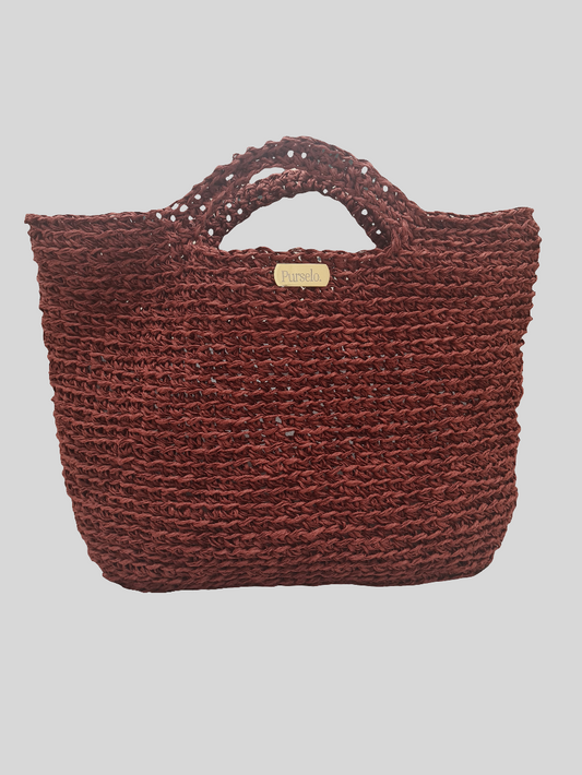 Bolso de rafia tejido a crochet, totebag