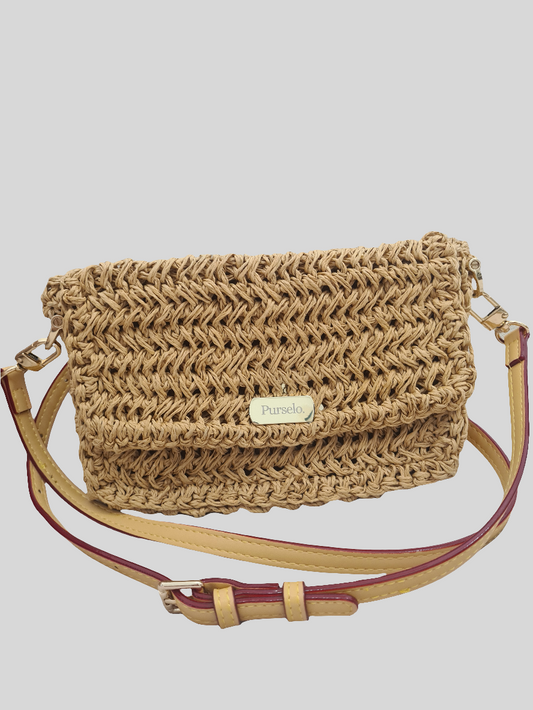 Bolso de rafia natural, Bandolera